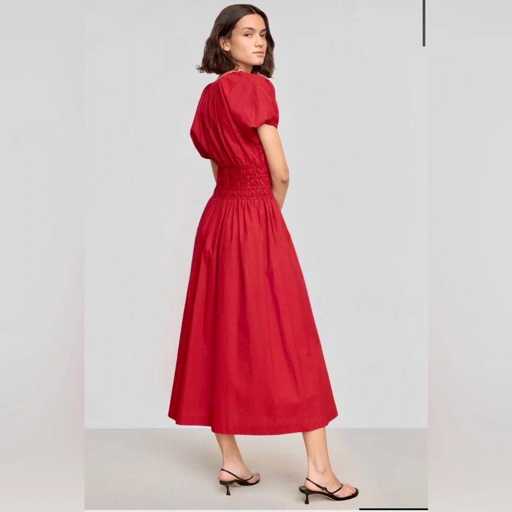 Modern Citizen Kyla Organic Cotton Red Midi Dress NWT 1X Feminine Summer - Picture 15 of 16
